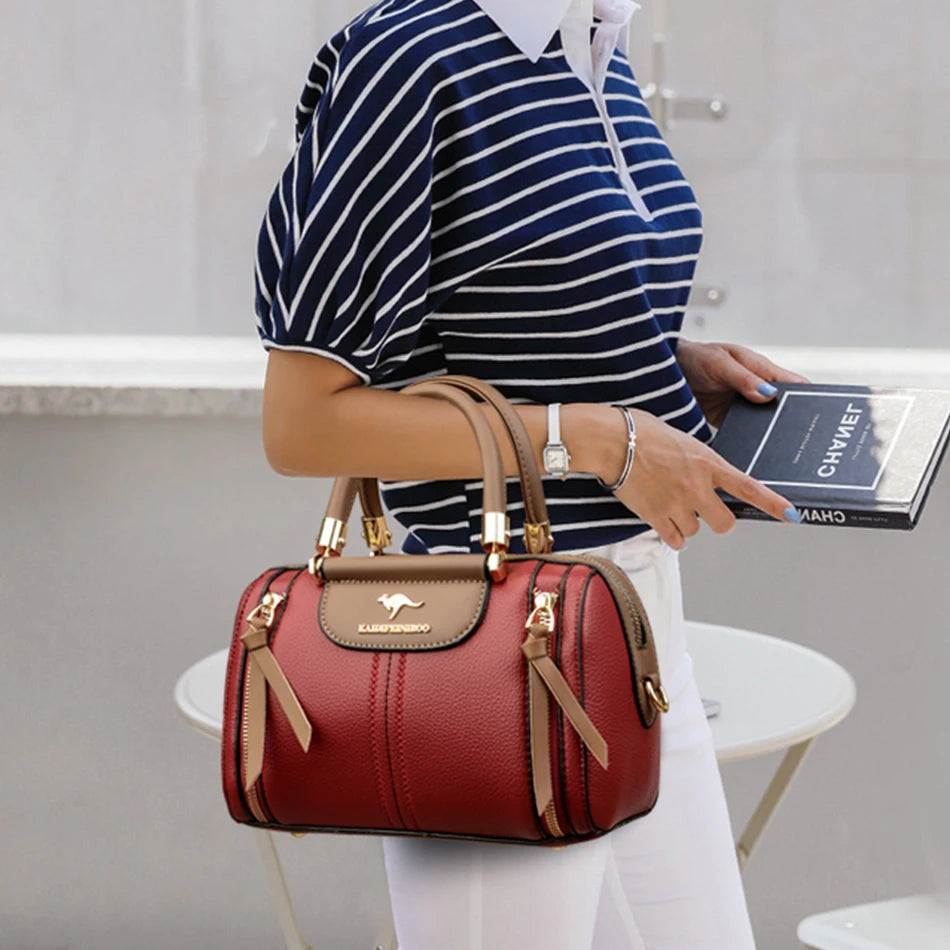 Velourah Signature Soft Leather Boston Tote