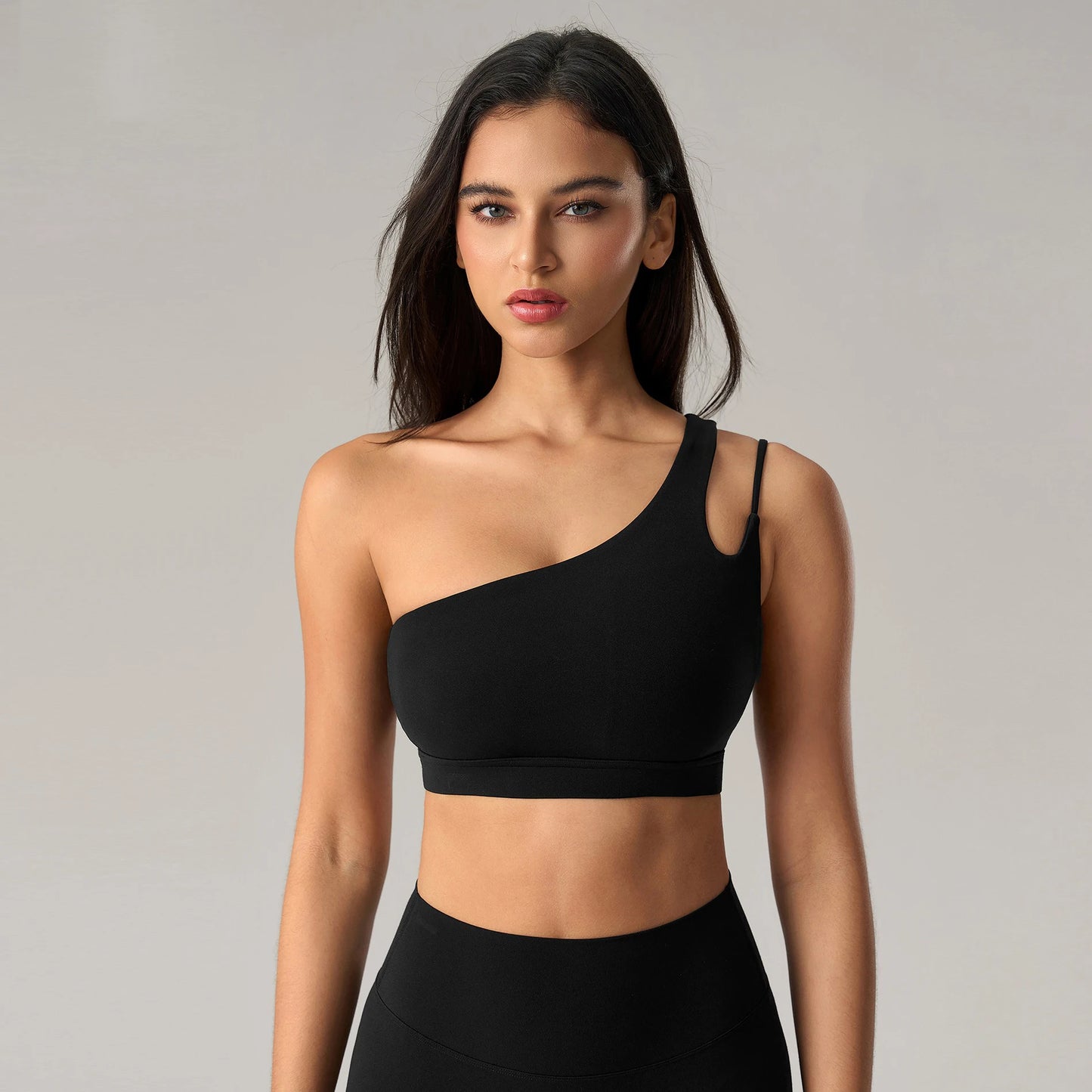 Velourah One-Shoulder Sculpt Bralette – Seamless & Breathable