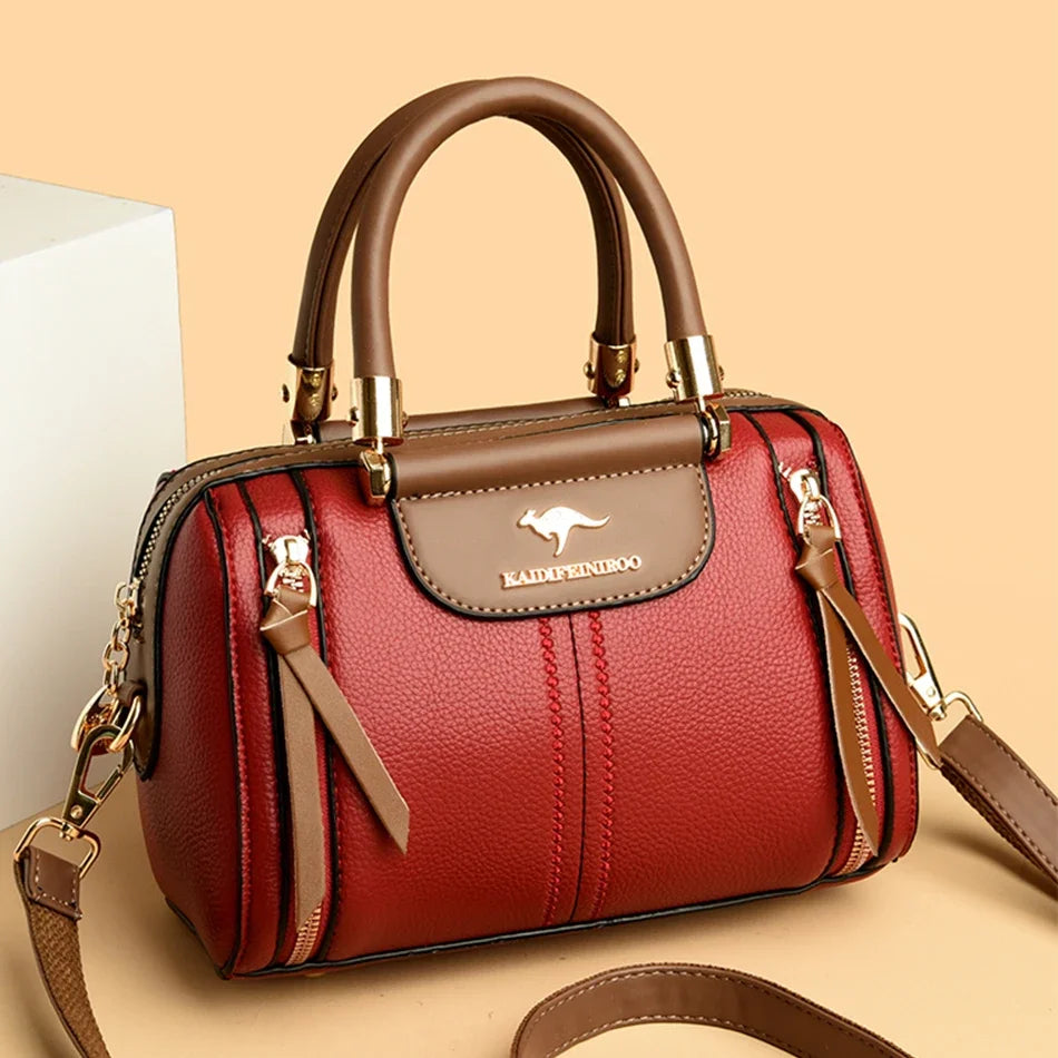 Velourah Signature Soft Leather Boston Tote