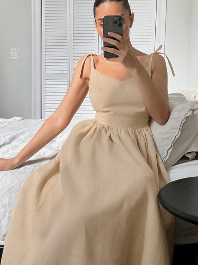 Velourah Solstice Linen-Blend A-Line Dress