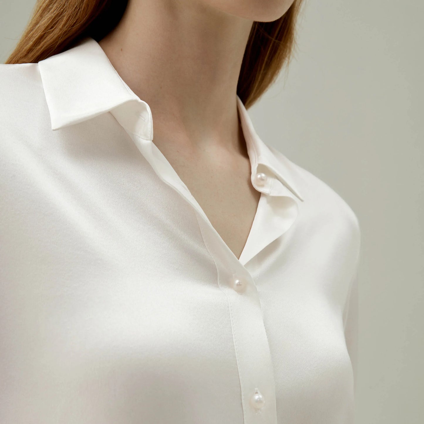 Velourah Silk Charmeuse Pearl Button Shirt