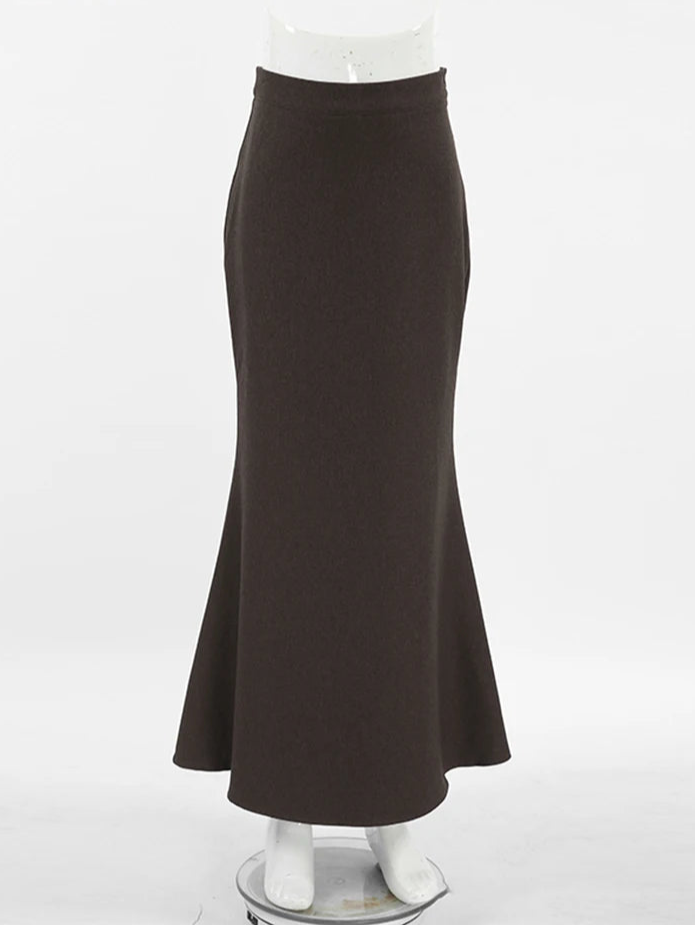 Elegant High Waist Trumpet Midi Skirt