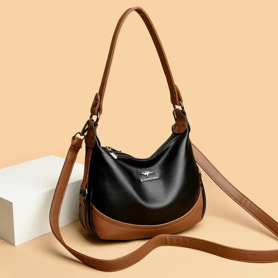 Velourah Luxe Patchwork PU Leather Shoulder Bag