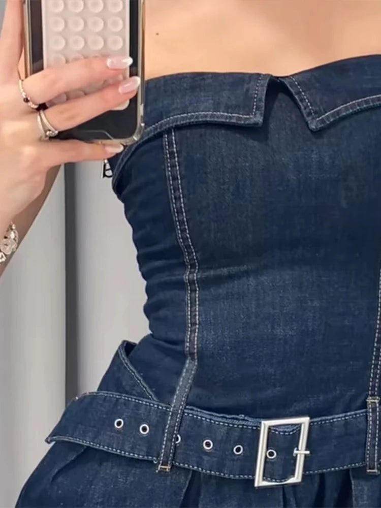 High Street Strapless Denim Dress