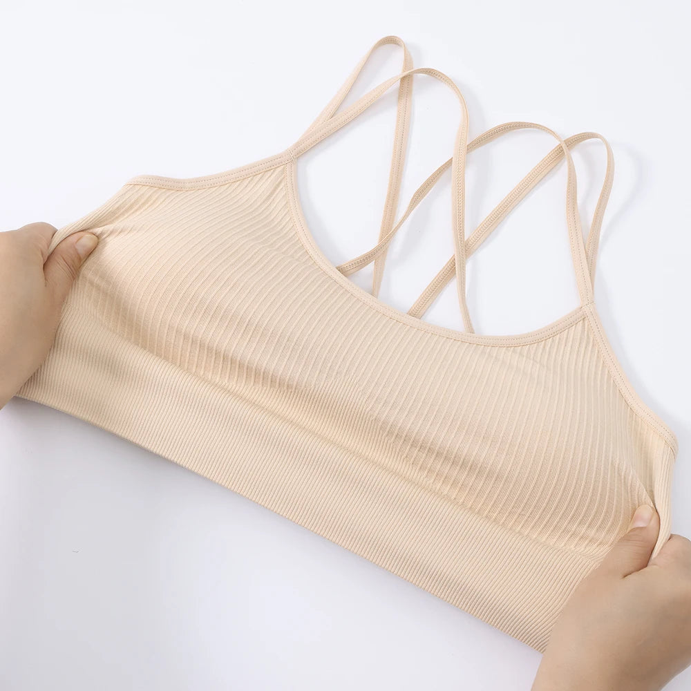 Velourah Strappy Core Ribbed Yoga Bra – Ultra-Stretch & Breathable