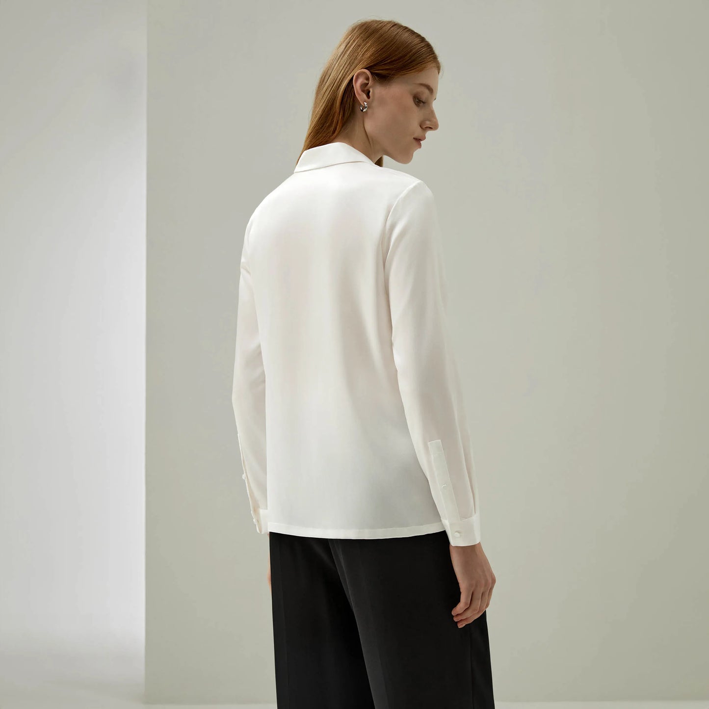 Velourah Silk Charmeuse Pearl Button Shirt