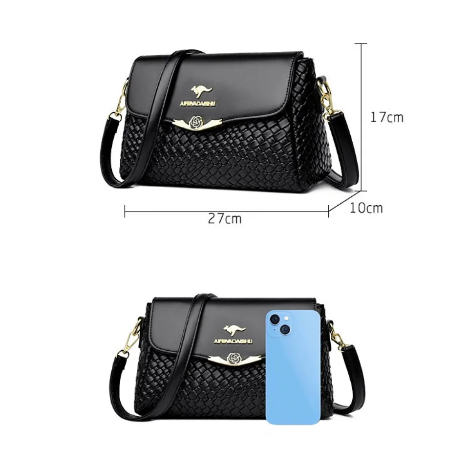 Velourah Woven Elegance PU Leather Crossbody