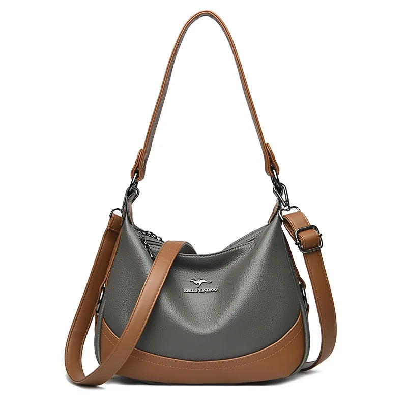 Velourah Luxe Patchwork PU Leather Shoulder Bag