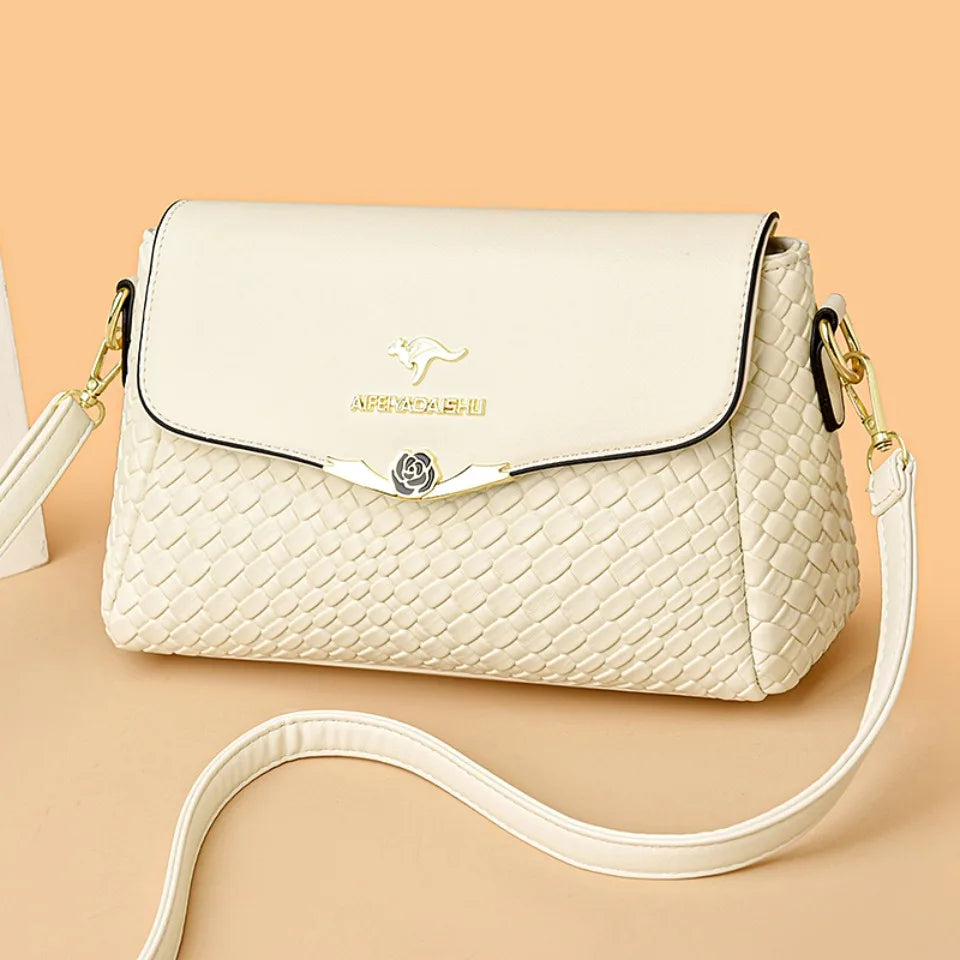 Velourah Woven Elegance PU Leather Crossbody