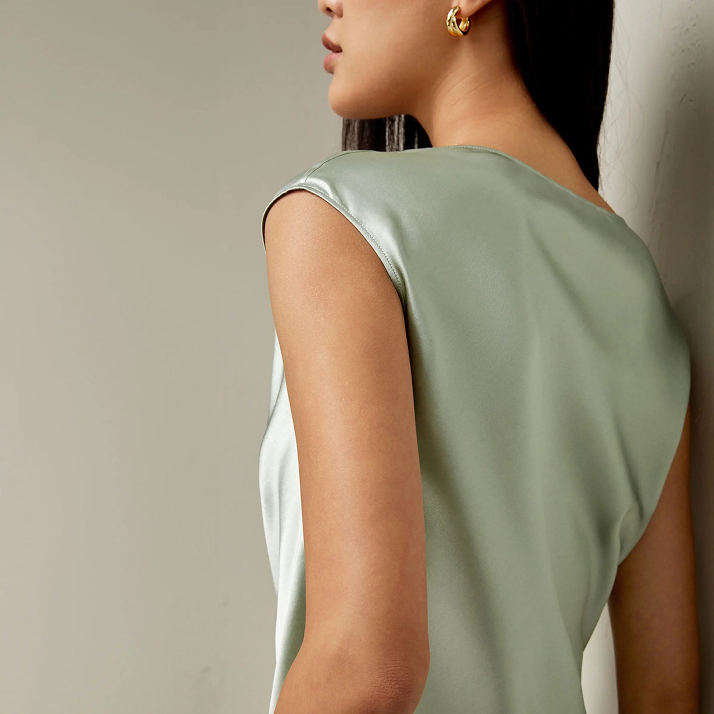 Velourah Silk Charmeuse Cowl Neck Top