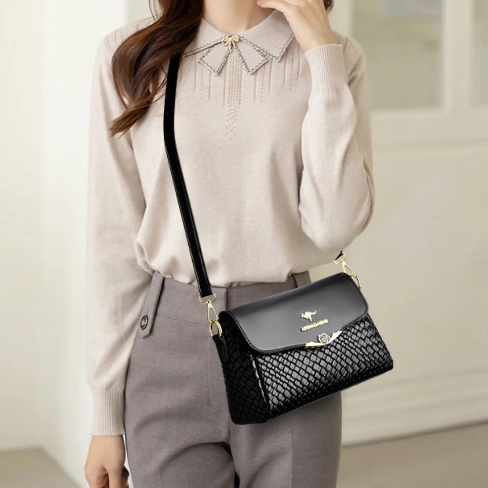 Velourah Woven Elegance PU Leather Crossbody