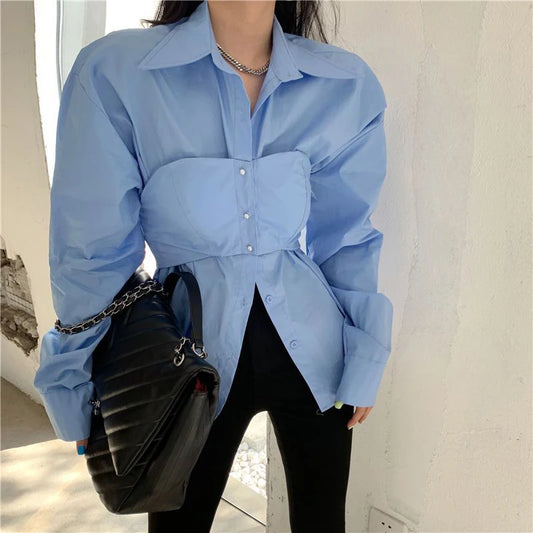 Elegant Patchwork Slim Blouse