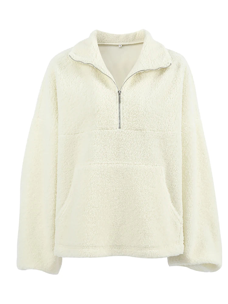 Oversized Fleece Zipper Sweatshirt