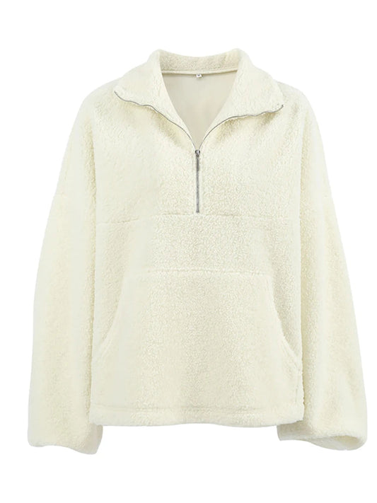 Oversized Fleece Zipper Sweatshirt