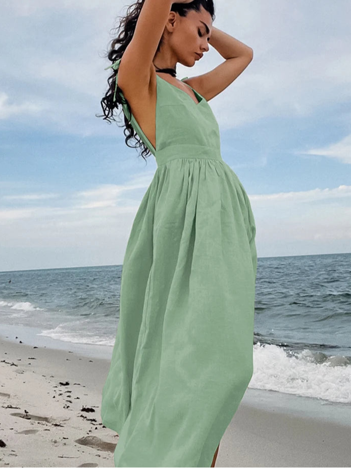 Velourah Solstice Linen-Blend A-Line Dress