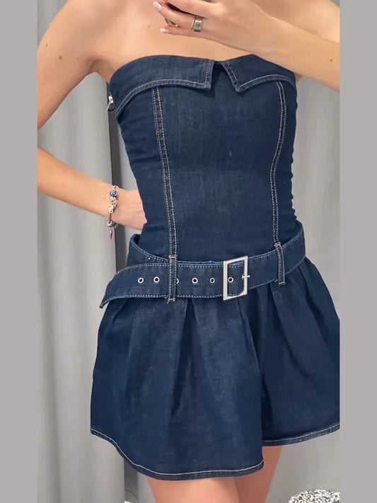 High Street Strapless Denim Dress