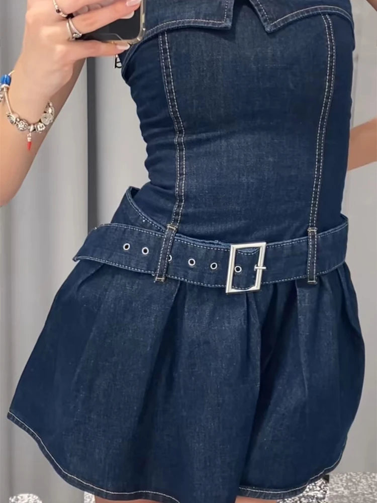 High Street Strapless Denim Dress