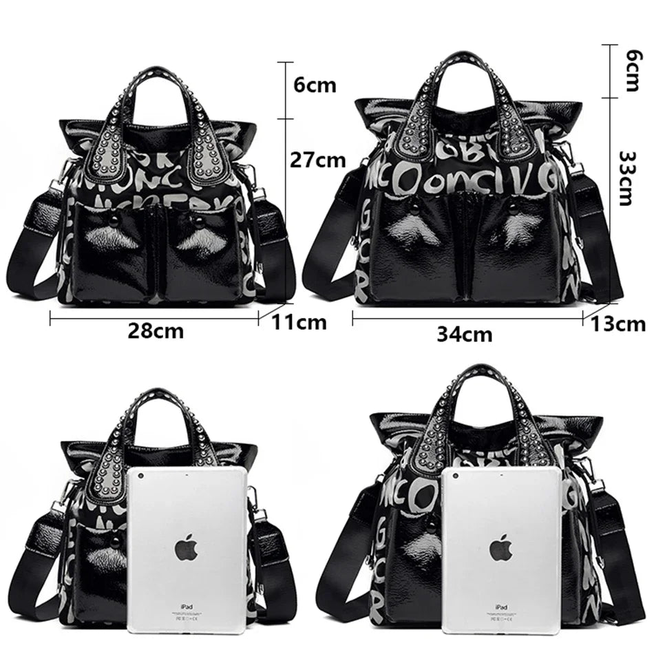Velourah Luxe Patent Leather Tote Set (2-Piece)