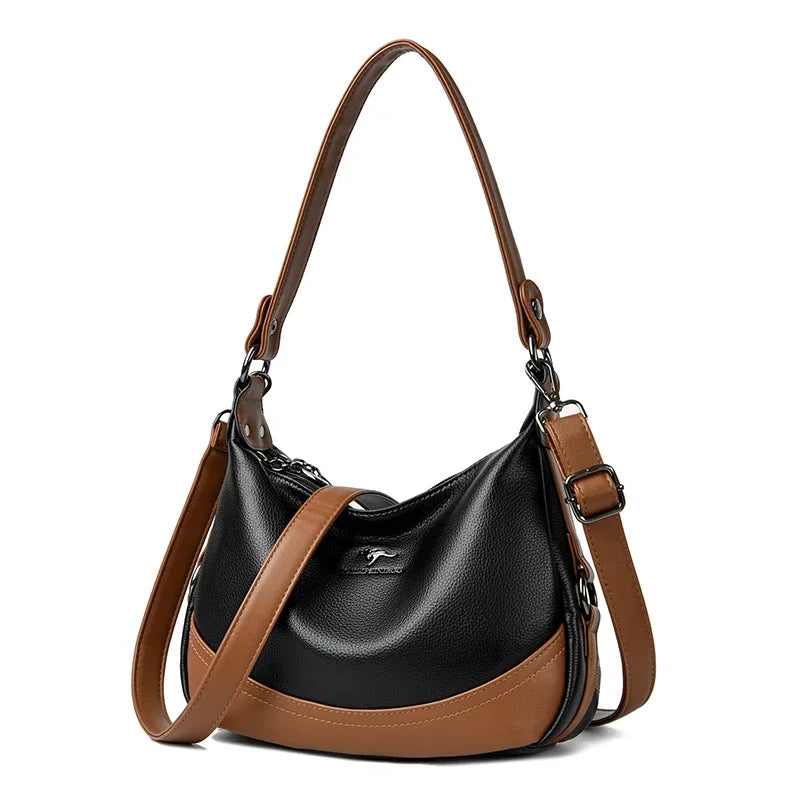 Velourah Luxe Patchwork PU Leather Shoulder Bag