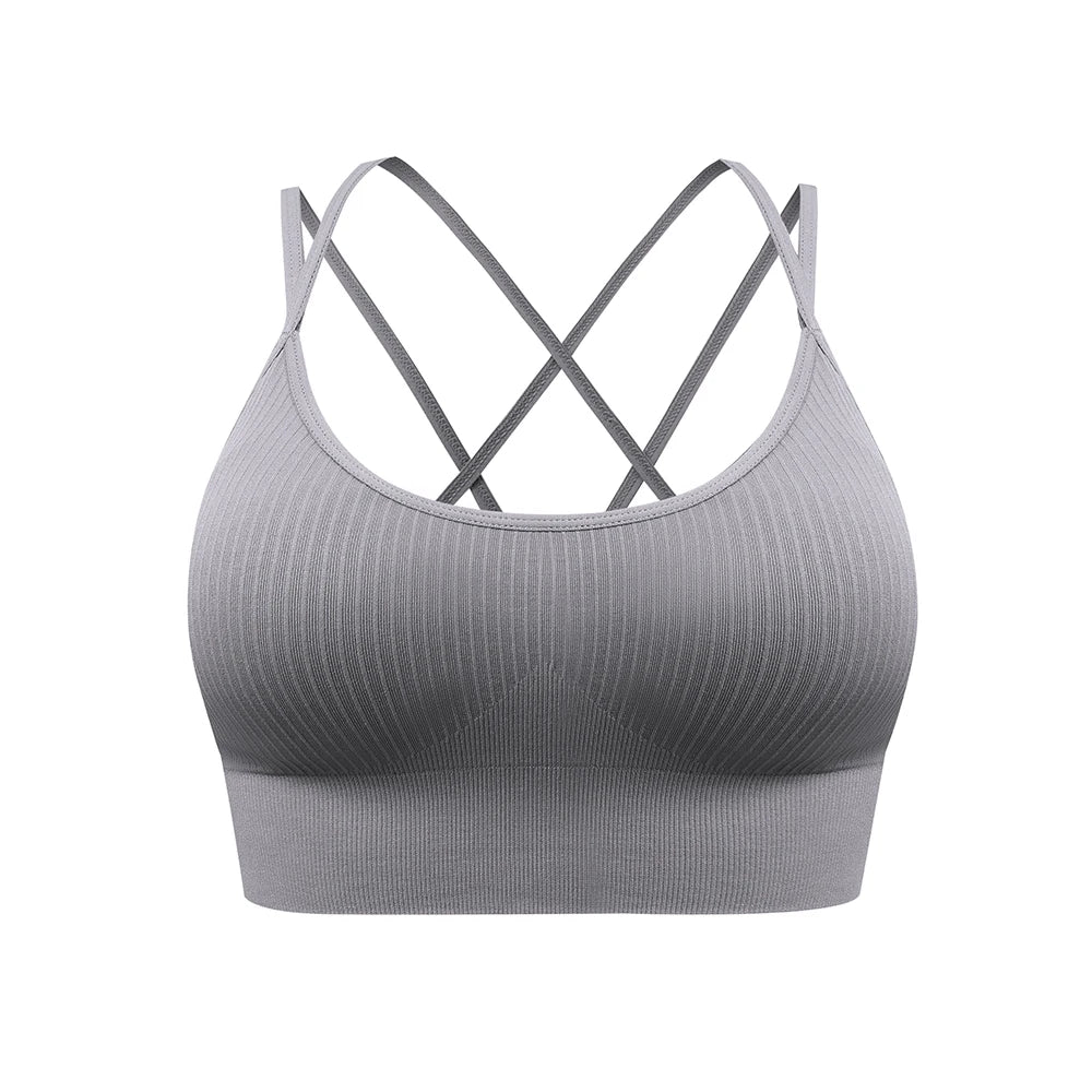 Velourah Strappy Core Ribbed Yoga Bra – Ultra-Stretch & Breathable
