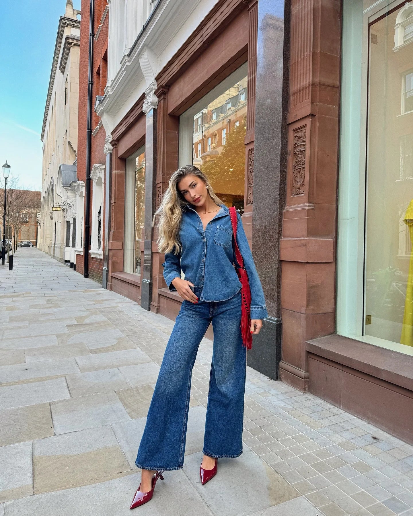 Velourah Vintage Denim 2-Piece Set – Lapel Jacket & Straight Baggy Jeans
