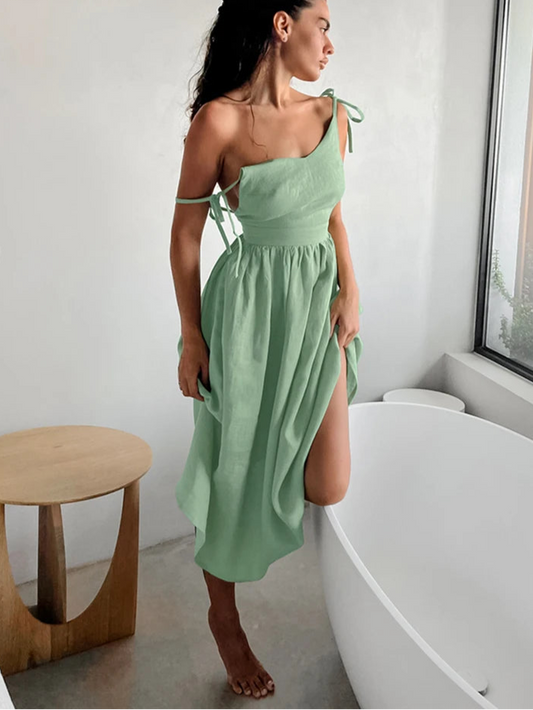 Velourah Solstice Linen-Blend A-Line Dress