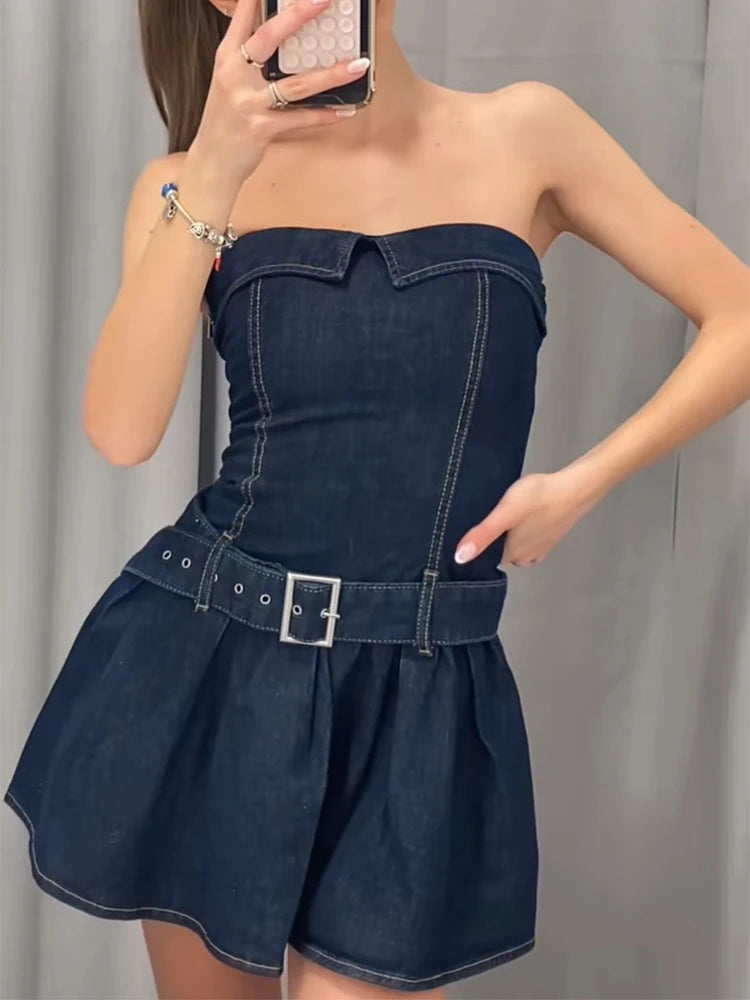 High Street Strapless Denim Dress
