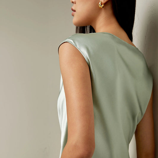 Velourah Silk Charmeuse Cowl Neck Top