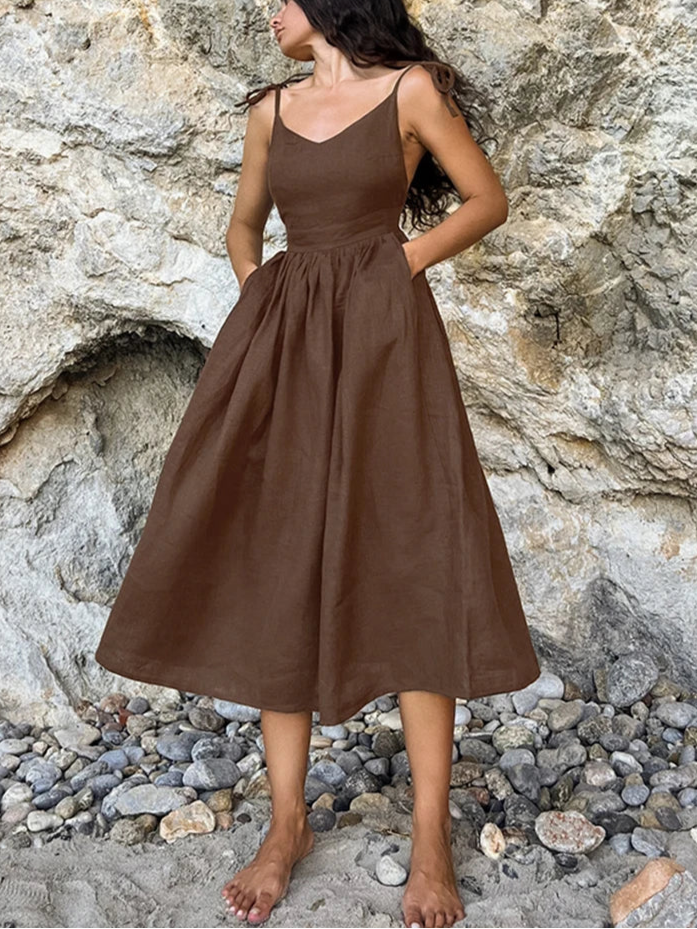 Velourah Solstice Linen-Blend A-Line Dress